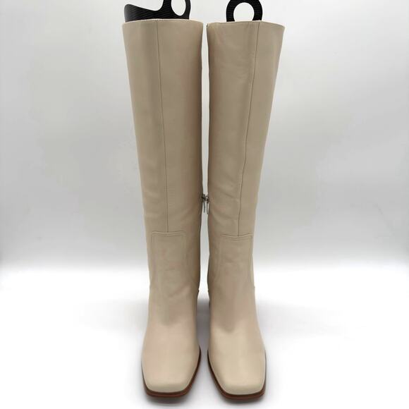 Marc Fisher Dacea Mod Leather Upper Ivory Cream Knee High Block Heel Boots 9.5 - Picture 8 of 8